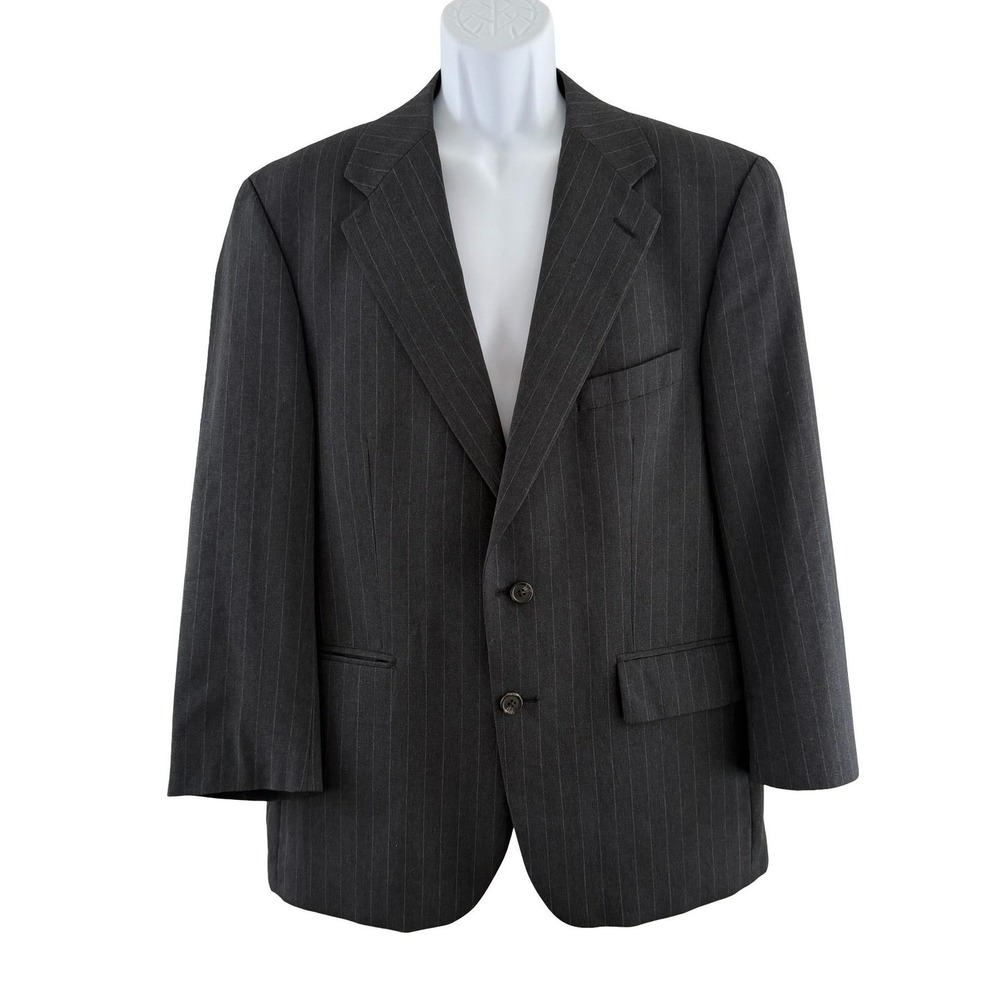 Polo University Club Ralph Lauren Suit‎ Jacket Mens 41 Short Gray Pinstripe Wool
